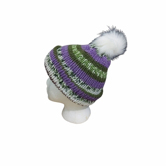 Cozy Faux Fur Pom Pom Knit Hat Adult Size - Picture 7 of 7